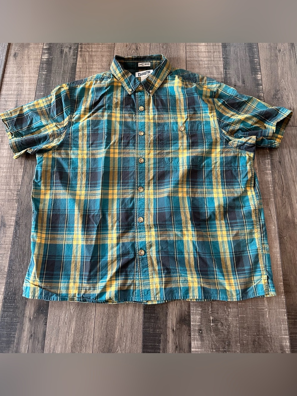 Duluth Trading Co Untucked Shirt Mens XL Relaxed Fit Plaid Short Sleeve Cotton
